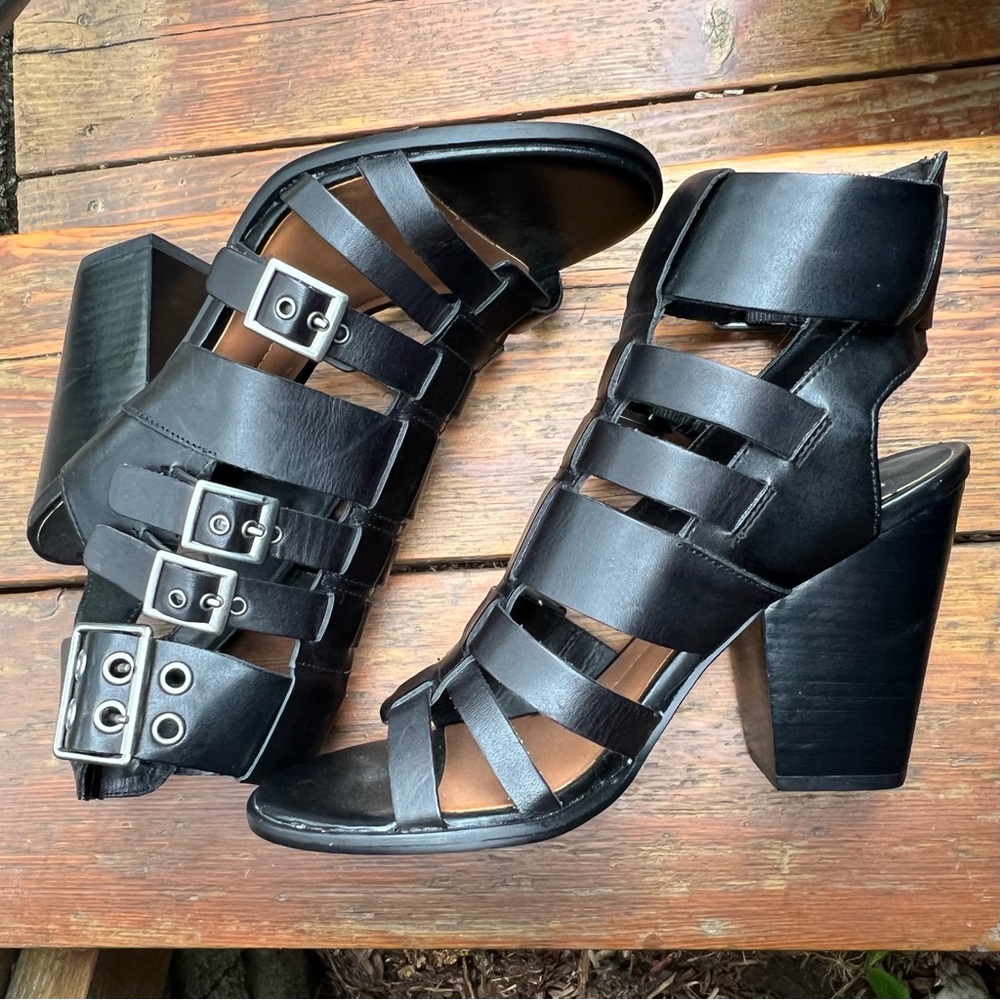 DOLCE VITA PAITYN STRAPPY BLACK LEATHER SANDALS SIZE 7.5 - Picture 6 of 14